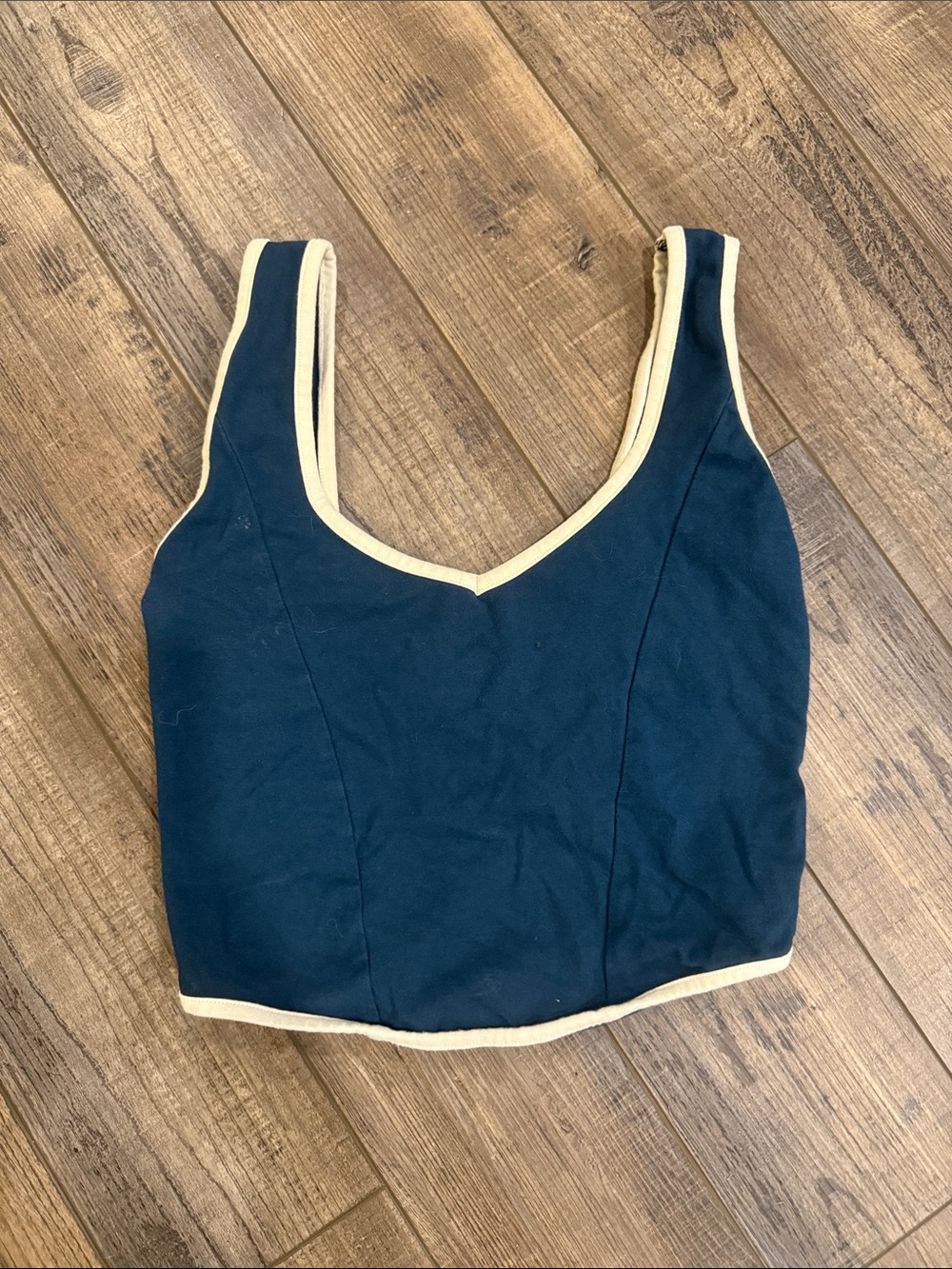 Unbranded Navy Crop Tank with Cream Trim - Womenโs Intimates